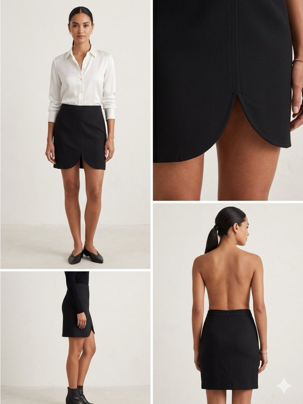 Trina Turk Black Tulip Hem Mini Skirt with Curved Front Hem Sz 4 🦋🦋🦋